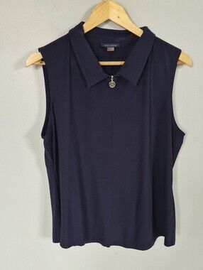 Tommy Hilfiger Sleeveless Polo Camisole in Navy with Logo Zip